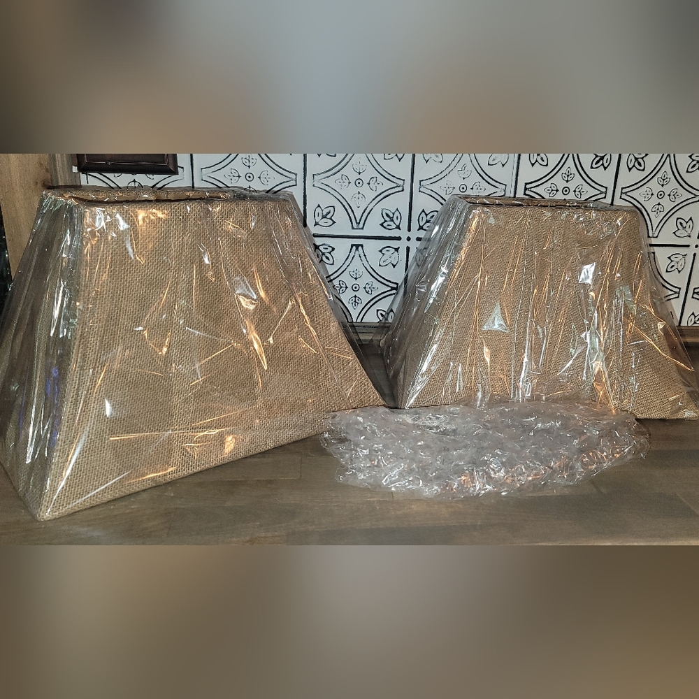 2 Burlap Lamp Shades, brand new